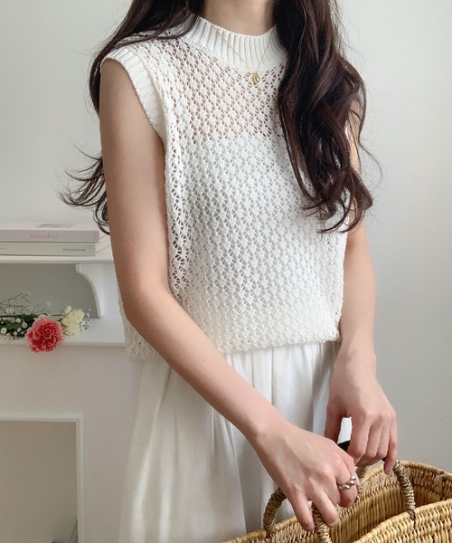 「LAUIR」 ノースリーブニット MEDIUM アイボリー レディース_画像5