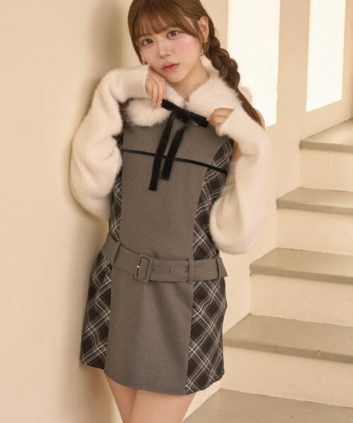 Belle Charme ワンピース 「Belle Charme」Ribbon Fur Collar Onepiece
