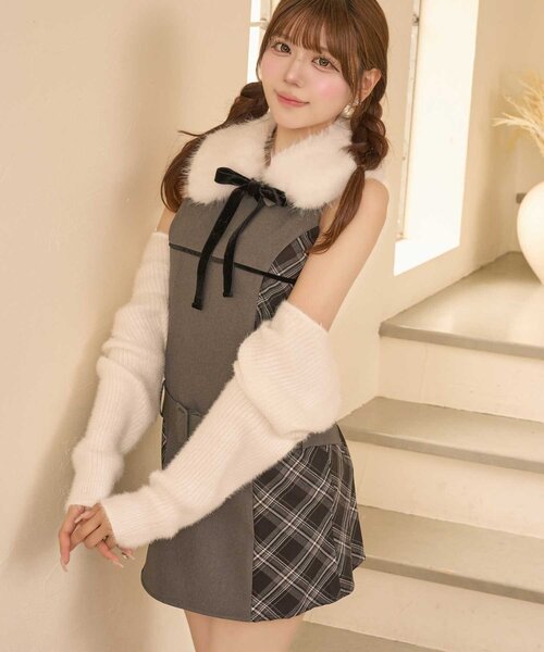 Belle Charme ワンピース 「Belle Charme」Ribbon Fur Collar Onepiece