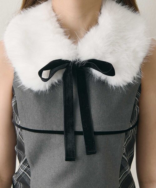 Belle Charme ワンピース 「Belle Charme」Ribbon Fur Collar Onepiece