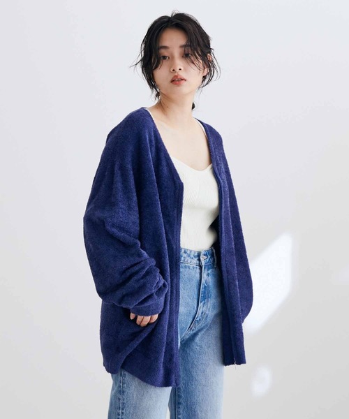 ADAM ET ROPE' ベージュカーディガン　ブルゾン ADAM ET ROPE' カーディガン 【WEB限定】ヘザー ジップ ブルゾン