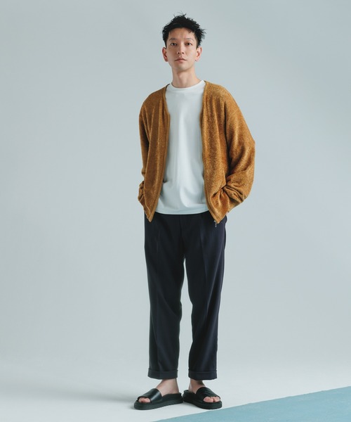 ADAM ET ROPE' ベージュカーディガン　ブルゾン ADAM ET ROPE' カーディガン 【WEB限定】ヘザー ジップ ブルゾン