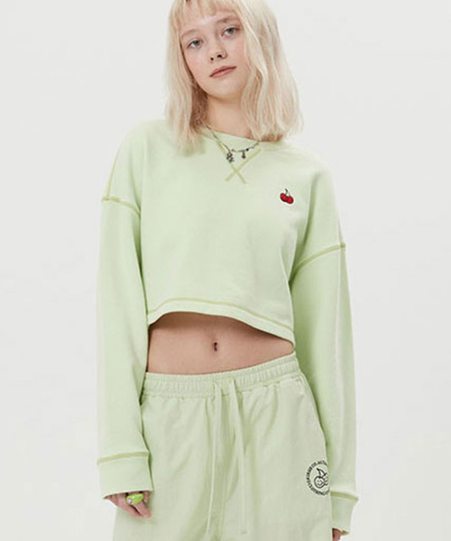 トレーナー スウェット KIRSH DOODLE CHERRY CROP SWEAT LS/キルシードゥードゥルチェリークロップスウェット レディース