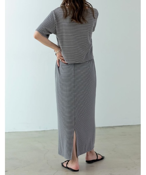 Re:EDIT セットアップ 「2点セット」「低身長サイズ有」リブボーダー  