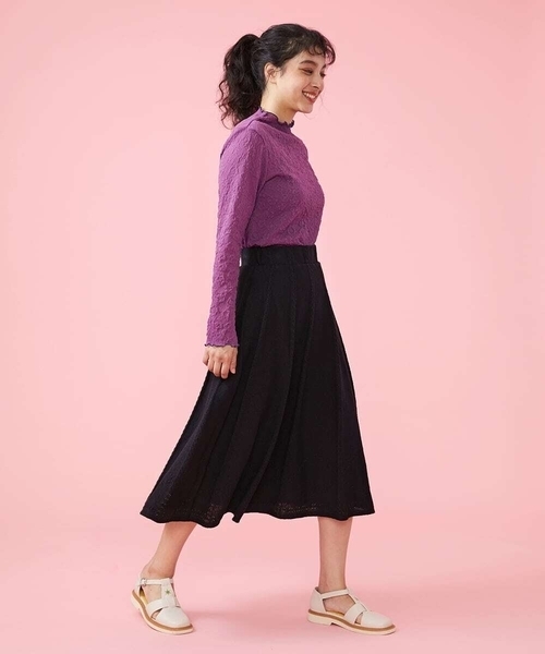 Jocomomola（ホコモモラ） スカート ブークレ編み柄ニットスカート