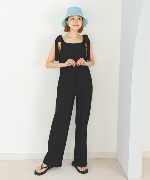 ubyspick&span リボンストレッチオールインワン U by SPICK&SPAN サロペット オーバーオール リボンストレッチ