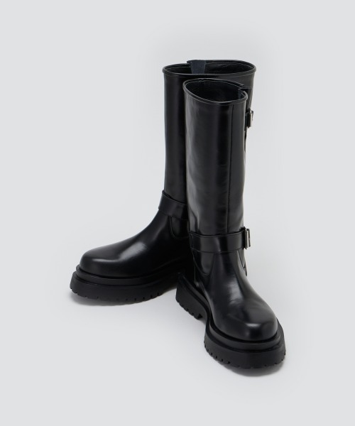 ブーツ GENOVA 撥水 エンジニアミドルブーツ 4.5cm BLACK 