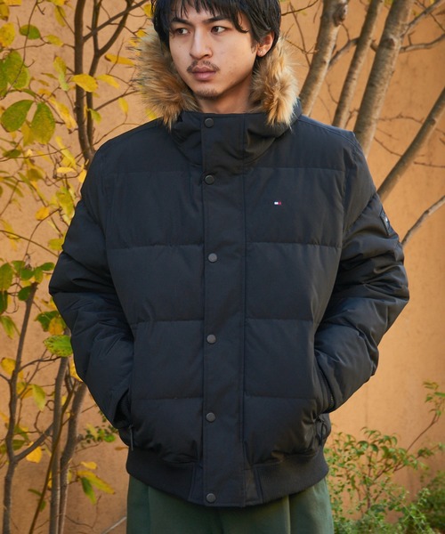 【最終価格】トミージーンズ　ダウンコート キルティング　レザーパッチ TOMMY HILFIGER 中綿 ファージャケットTOMMY トミー