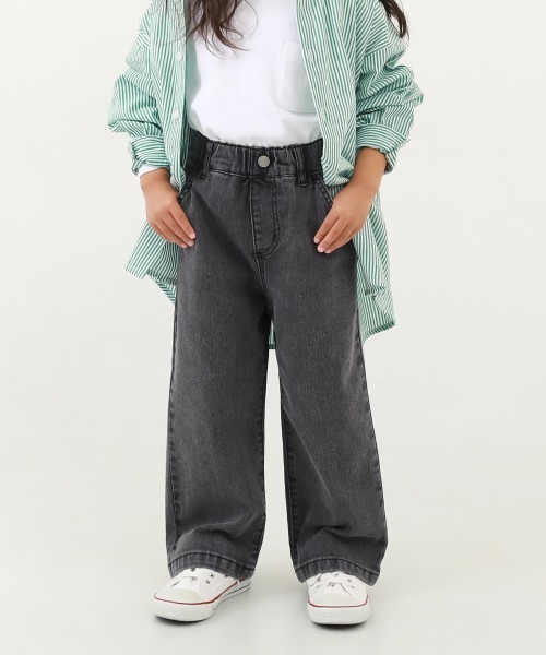 【大人でも◎】BabyDior キッズ ワイドレッグパンツ devirock パンツ デニム ジーンズ 楽デニム ワイドパンツ キッズ