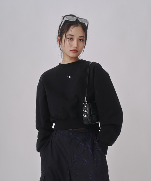 トレーナー スウェット (WOMAN) WAVE LOGO BYCOLOR CROP SWEATSHIRTS レディース WOMAN) WAVE LOGO BYCOLOR CROP SWEATSHIRTS（スウェット