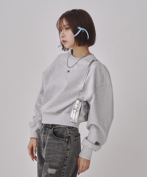 トレーナー スウェット (WOMAN) WAVE LOGO BYCOLOR CROP SWEATSHIRTS レディース WOMAN) WAVE LOGO BYCOLOR CROP SWEATSHIRTS（スウェット