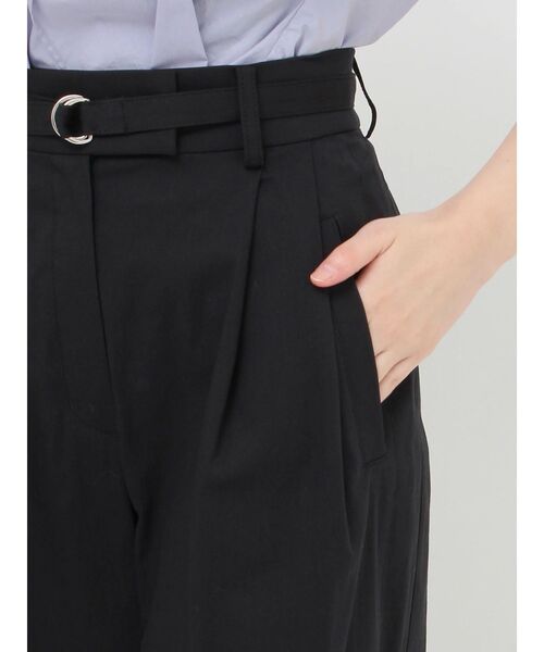 ブラック ワイドパンツ ベルト付き LVEU.】ベルト付タックワイドパンツ / ボトムス スラックス