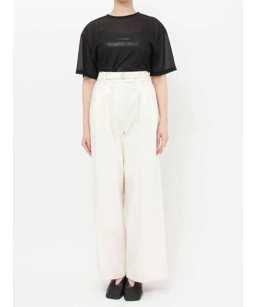 ELENDEEK パンツ ベルトセットタックワイドパンツ レディース