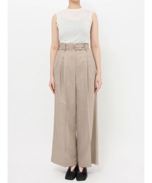 ebure 23SS ベルト付き タックワイドパンツ ELENDEEK パンツ ベルトセットタックワイドパンツ レディース