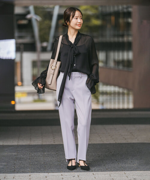 noble ブラウス NOBLE ブラウス シャツ シルキークロスボータイブラウス