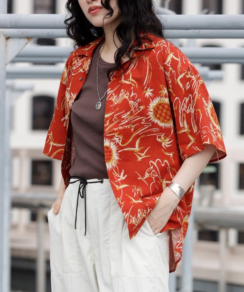 ブラウス シャツ SUMMER PRINT H/S SHIRT セットアップ対応 レディース メンズ ARCH & LINE ブラウス シャツ SUMMER PRINT H/S SHIRT