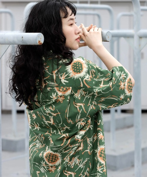 ブラウス シャツ SUMMER PRINT H/S SHIRT セットアップ対応 レディース メンズ ARCH & LINE ブラウス シャツ SUMMER PRINT H/S SHIRT