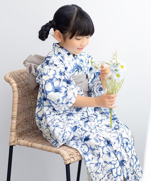 SOUBIEN（創美苑） 浴衣 キッズ浴衣2点セット （浴衣＋帯） 子ども 100