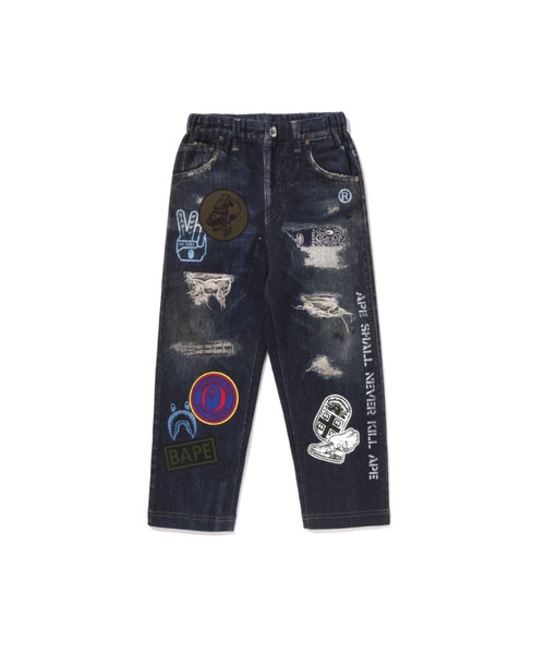 限定値下げ！！レア!! [新品未使用] BAPE KIDS デニムパンツ 100 A BATHING APE（アベイシングエイプ） パンツ BAPE EMBLEM DENIM PRINT