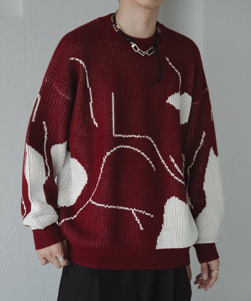 epnok セーター ニット アーティスティックジャガードニット メンズ