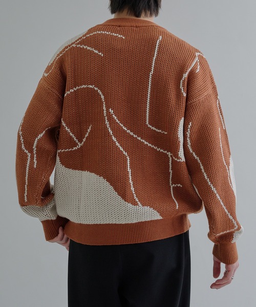 N'enuphar 飛行機柄ジャガード織りニット N'enuphar セーター ニット 飛行機柄ジャガード織りニット メンズ