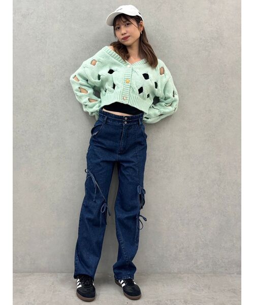 dazzlin カーディガン スリットケーブルニットカーディガン