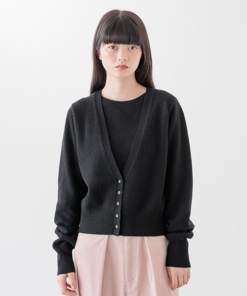 カーディガン Ｍｉｎｋウールレイヤードカーディガン　 151546 レディース カーディガン Minkウールレイヤードカーディガン 151546