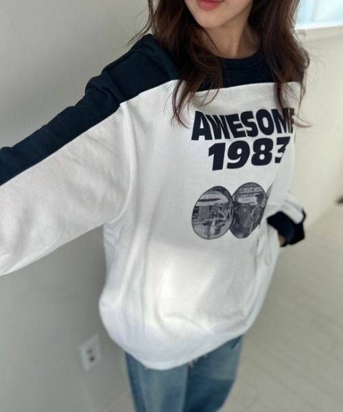 トレーナー スウェット ipugo/イプゴ 1983ロゴオーバーサイズ スウェット レディース メンズ ipugo トレーナー スウェット ipugo/イプゴ 1983ロゴオーバー