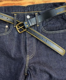 USA製　アメリカ　レザーベルト　スタッズレザー　ヴィンテージ　ブラック Port（ポート） ベルト ヴィンテージ ライク スタッズ レザー ベルト