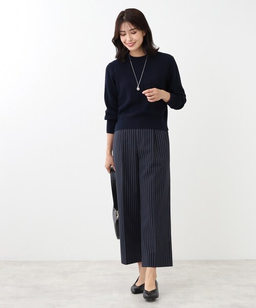 Reflect（リフレクト） パンツ 「手洗い可」ストライプ柄ワイドパンツ