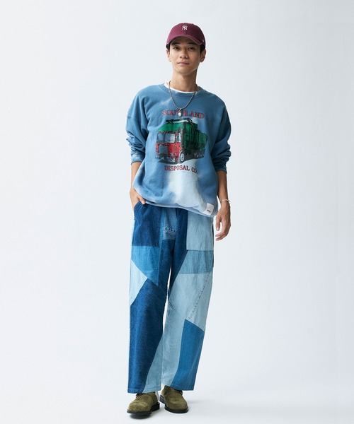 ワイドパンツ パンツ 「rebear by Johnbull」パッチワークイージーパンツ メンズ レディースの画像