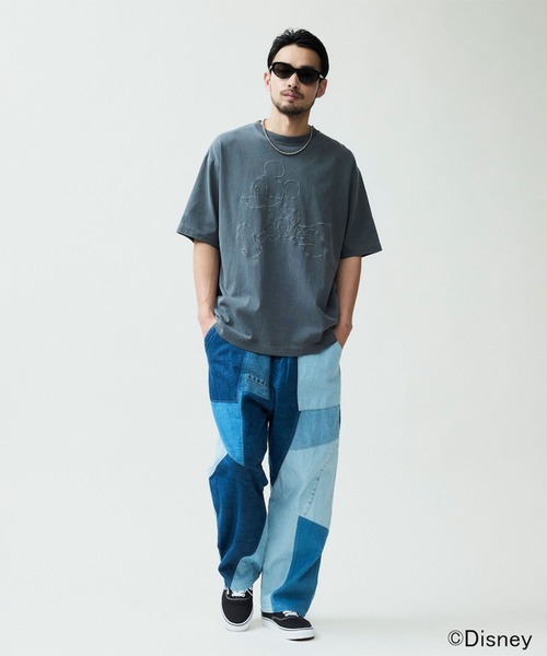 ワイドパンツ パンツ 「rebear by Johnbull」パッチワークイージーパンツ メンズ レディースの画像