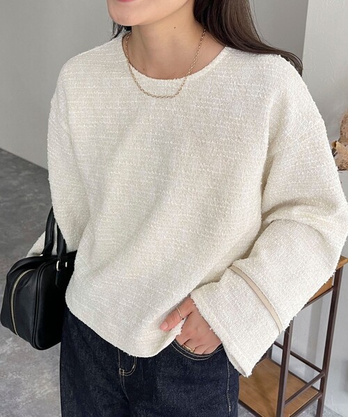 fredy emue tシャツ MIXツイードニットプルオーバー レディース