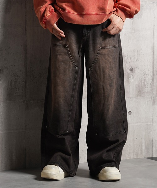 ジーンズ オーバーダイ ダブルニー バギーデニムパンツ / Overdyed