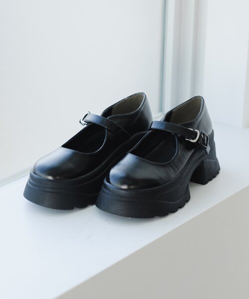 新品登場 Kastane シューズ 「BLK」厚底メリージェーンシューズ 靴