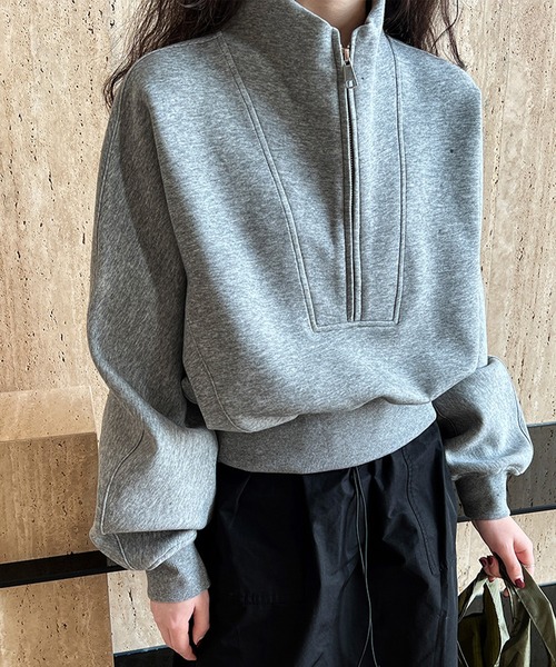SUWDEE トレーナー スウェット half zip sweat pullover レディース