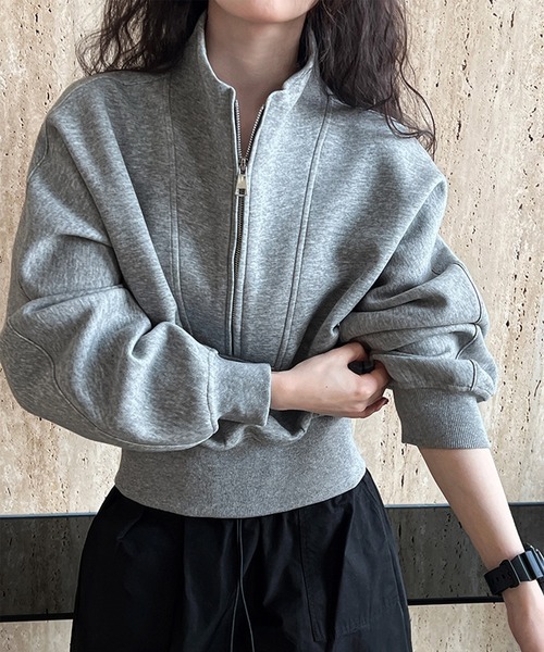 SUWDEE トレーナー スウェット half zip sweat pullover レディース