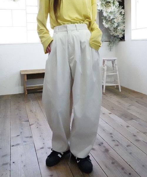 CORNERS（コーナーズ） ワイドパンツ チノパン ツイルサイドタック