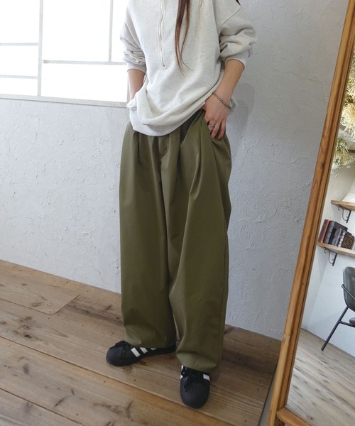 CORNERS（コーナーズ） ワイドパンツ チノパン ツイルサイドタック