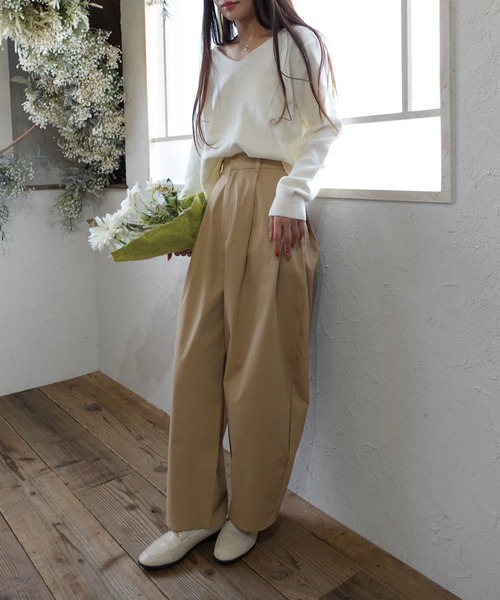 こぱんだ　3点 CORNERS チノパン ツイルサイドタックコクーンパンツ レディース