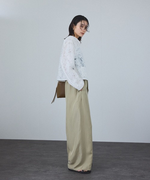 SALON adam et rope' カーディガン フラワーフリルノーカラー
