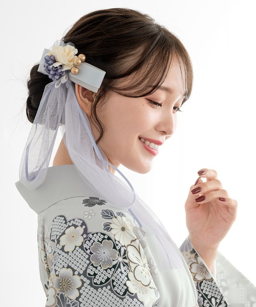 SOUBIEN（創美苑） ロングチュールリボン 髪飾り レディース