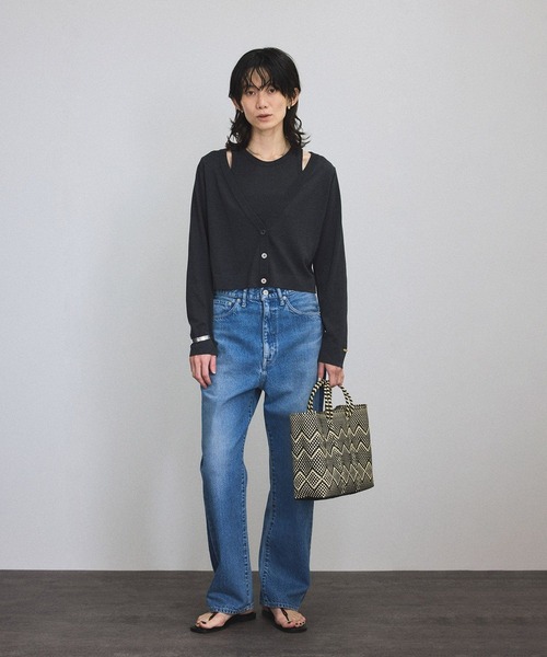 ADAM ET ROPE ハイツイストスナップカーディガン ADAM ET ROPE'（アダムエロペ） カーディガン 「接触冷感」ハイ