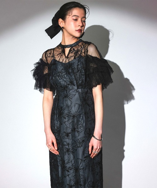 （*）様 Andresd ブラックパールドレス　お呼ばれドレス DONOBAN ドレス 「ANDRESD」key neck embroidery dress 結婚式