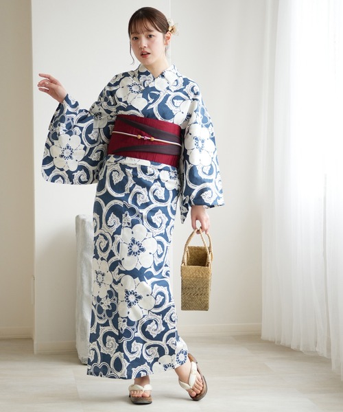 utatane 浴衣 手染め注染浴衣3点セット utatane×注染工房 赤坂紬 青藍