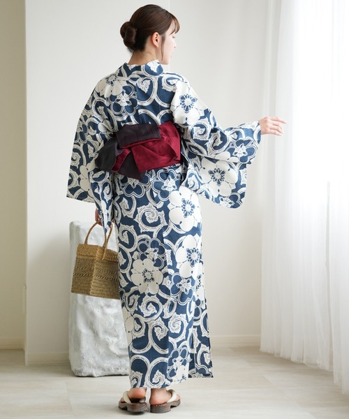 utatane 浴衣 手染め注染浴衣3点セット utatane×注染工房 赤坂紬 青藍