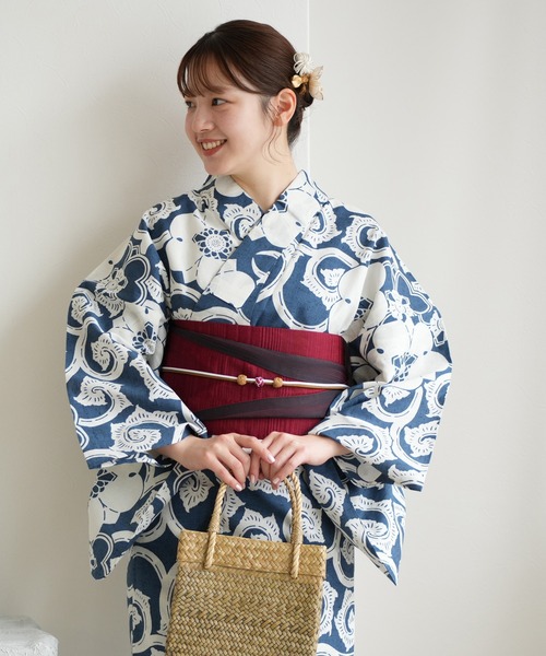 utatane 浴衣 手染め注染浴衣3点セット utatane×注染工房 赤坂紬 青藍