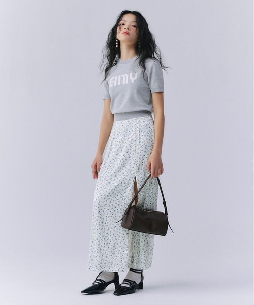 EIMYロゴハーフスリーブニット グレー Fサイズ EIMYロゴハーフスリーブニット(F WHITE): TOPS