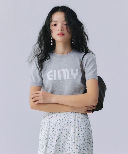 eimy istoire - 完売　sheller 新品　ハーフパフスリーブニット　ブラック エイミーイストワール eimy istoire エンブロイダリーレース
