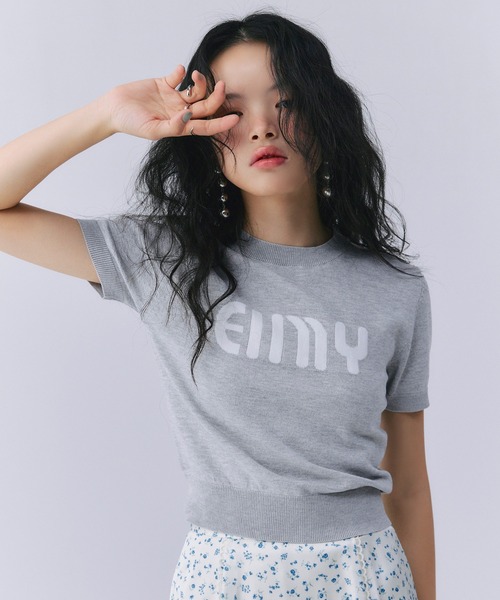 eimy ロゴハーフスリーブニット EIMYロゴハーフスリーブニット